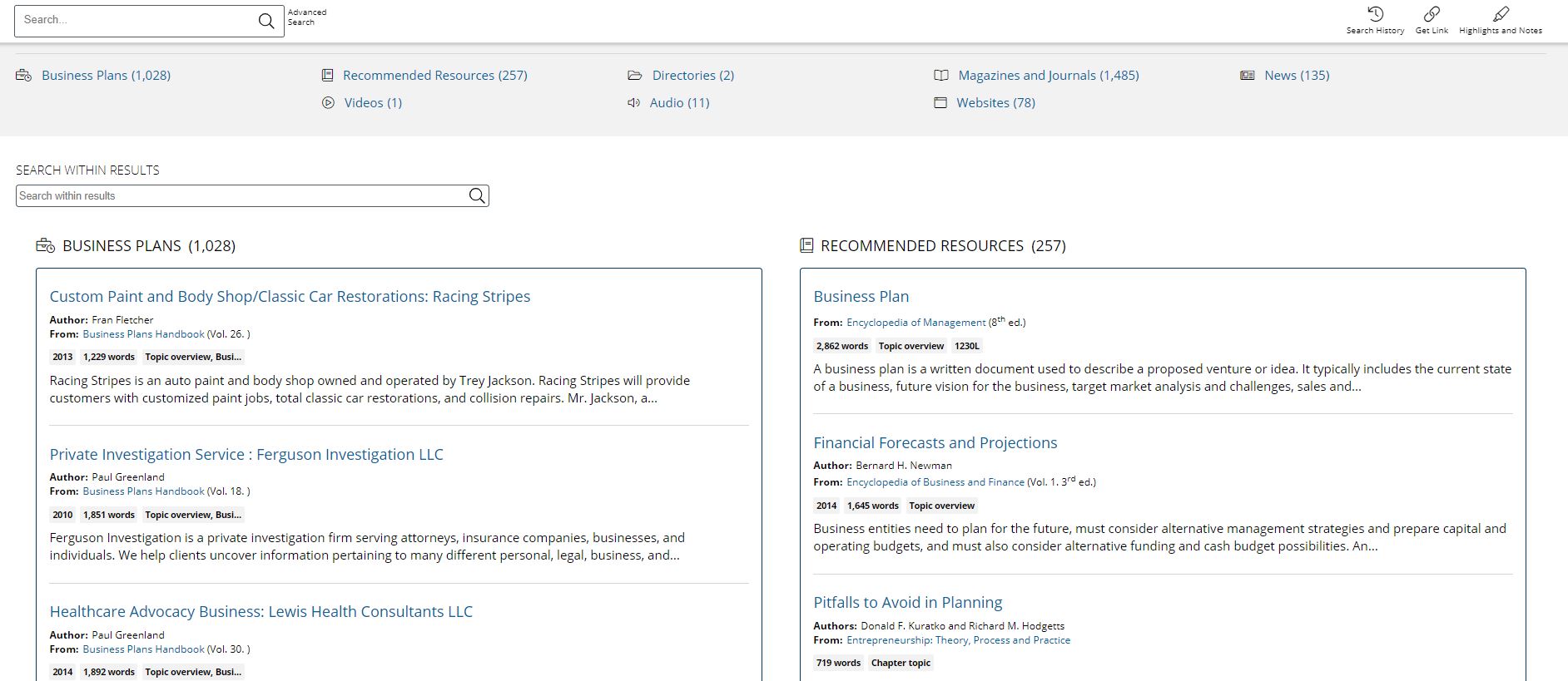 Over 700 business plans